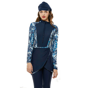 Nuovo Design <span class=keywords><strong>Costume</strong></span> <span class=keywords><strong>da</strong></span> <span class=keywords><strong>Bagno</strong></span> <span class=keywords><strong>Musulmano</strong></span> a 4 Pezzi per Donne Taglie Forti, Maniche Lunghe, con Hijab, Modesto, Stampato, Impermeabile e ad Asciugatura Rapida - Product Image 4