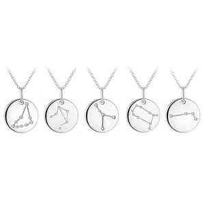 Gioielli di moda 925 argento zodiaco cubico Cz <span class=keywords><strong>segni</strong></span> 12 ciondolo <span class=keywords><strong>oroscopo</strong></span> collana placcata oro 18 carati argento Sterling - Product Image 1