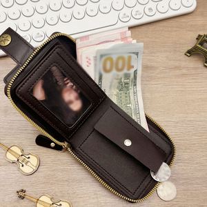 Cartera Corta de Cuero PU Retro para Hombre, Monedero Premium con Cierre, Clip para Tarjetas Bancarias - Product Image 3