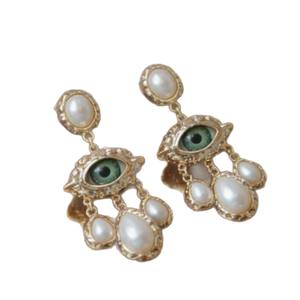 Boucles d'oreilles pendantes en alliage de zinc, imitation perle, forme goutte d'eau, serti clos, bijoux de fête pour femme - Product Image 2