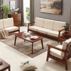 Ensemble de canapés en tissu et bois de style nordique moderne et simple, adapté au salon - Product Image 6