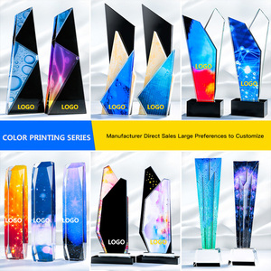 Cadeau d'entreprise personnalisé, souvenirs solides, <span class=keywords><strong>trophée</strong></span> en cristal de verre métallique, plaque vierge en acrylique, base en bois, <span class=keywords><strong>coupe</strong></span> de <span class=keywords><strong>trophée</strong></span> en cristal - Product Image 4
