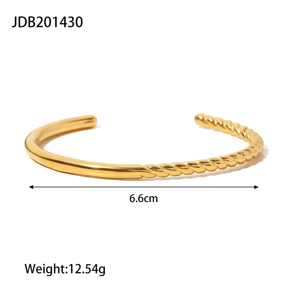 316L Gelang Bangle baja tahan karat Anti Noda, gelang lapis emas 18K, gelang trendi untuk pernikahan dan pesta