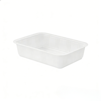 Barquette en plastique PET de qualité alimentaire blanche pour usage industriel, conteneur jetable pour l'emballage des fruits de mer et du pain, rectangulaire épaisse