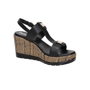 Sandalo con Zeppa Space Moda da Donna Nero 51402 con Tacco in Sughero e Plateau - Product Image 6