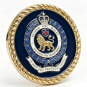 Pièce de défi personnalisée en émail dur, motif Couronne royale du Lion, pour pompiers, commémorative, souvenir, médaille d'honneur du département, Fête des Pères - Product Image 4