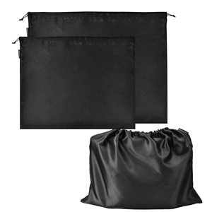 Pochette de voyage en satin noir avec cordon de serrage, logo personnalisé, housse anti-poussière, sac en soie, sacs anti-poussière pour sacs à main, portefeuilles, chaussures - Product Image 2