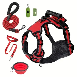 Disponible en Almacén de EE. UU. Juego de Arnés Anti-Tirones Táctico para Perro de Servicio, Correa, Cinturón de Seguridad para Auto, Tazón Plegable y Bolsas de Basura Degradables para Perros - Product Image 1