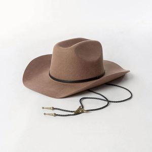 Wholesale Luxury Quality Vintage Wide Brim Western Cowboy Hats 100% Wool Fedora Hat - Product Image 4