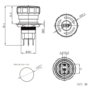 Взрывозащищенный кнопочный переключатель аварийной остановки HBAN из алюминиевого сплава 19 мм с лазерным гравировкой, знак остановки CE IP67 10A 250V - Product Image 4