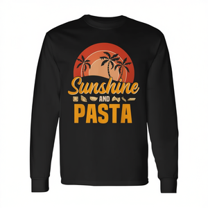 T-shirt a maniche lunghe retrò vintage Sunshine And Pasta, design per gli amanti della cucina italiana - Product Image 2