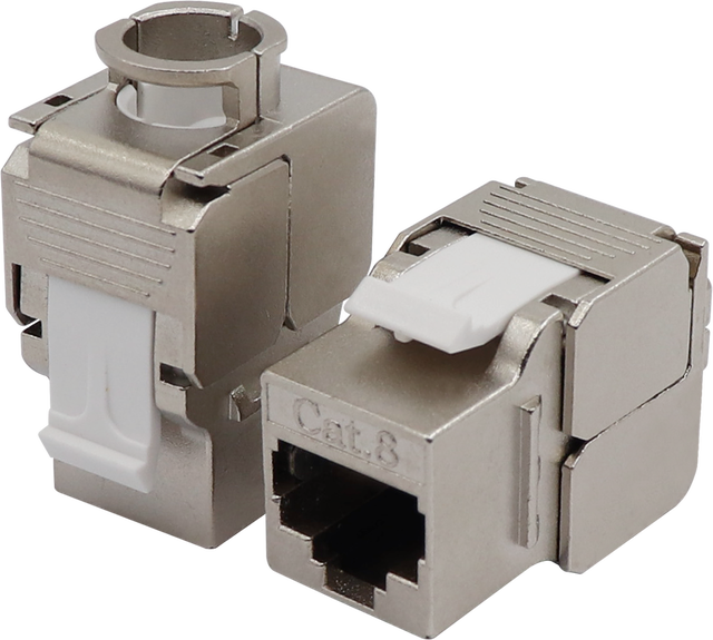 40 Gigabit Zinc Alloy Network Ethernet Connectors Modular Jack Cat5e Cat8 Rj45 STP Tool-less Keystone Jack Telecom Parts