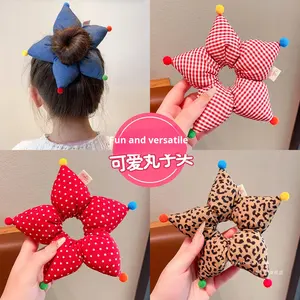 Elastico per Capelli a Cinque Punte con Motivi a Pois e Stampa Leopardata per Ragazze, Accessorio per Chignon e Coda Alta per Bambine - Product Image 3