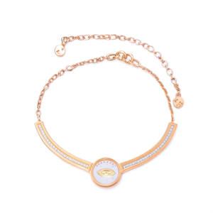 Bracelet de charme tendance en acier inoxydable 316L plaqué or PVD, motif œil porte-bonheur, ajustable - Product Image 2