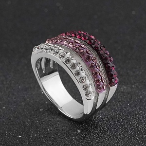 Retro Light Luxury Colorful <b>Rings</b> for Women Three-Row Micro-Inlaid Zircon Open <b>Ring</b> Korean Version Wedding Jewelry - Product Image 1