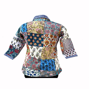 เสื้อแจ็คเก็ตผ้าฟลีซสำหรับผู้หญิง ลายพิมพ์บล็อกอินเดียแบบดั้งเดิม ระบายอากาศได้ดี ติดกระดุม กลับด้านได้ เสื้อโค้ทฤดูหนาวแบบสั้น - Product Image 6