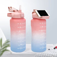 Ensemble de bouteilles d'eau sportives réutilisables en plastique avec logo personnalisé, 3 en 1, avec support pour téléphone, pour les voyages