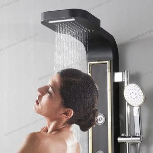 Étagère <span class=keywords><strong>de</strong></span> rangement noire à double poignée en acier inoxydable pour <span class=keywords><strong>douche</strong></span> à jet <span class=keywords><strong>de</strong></span> pluie doux et massage pour villa hôtel plusieurs couleurs - Product Image 4