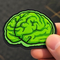 Patchs en PVC 3D en forme de cerveau personnalisés, badges en caoutchouc vert avec design auto-agrippant, patchs logo pour sacs à dos, chapeaux, vestes et accessoires streetwear