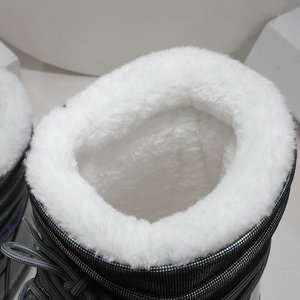 Bottes d'hiver amusantes et originales, imperméables, antidérapantes, chaudes, à enfiler, avec tige mi-haute en matière texturée, style manchette, effet amincissant pour les jambes, type <span class=keywords><strong>Moon</strong></span> Shoes - Product Image 4