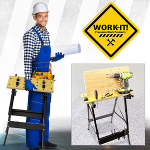 Multi Adjustable Folding <b>Steel</b> Industrial Grade <b>Workbench</b> Saw Horse for Workshop DIY Office Home Use OEM/ODM Available - Product Image 3