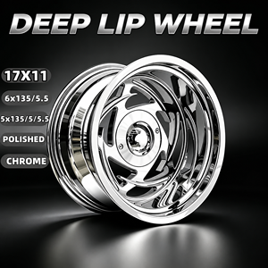 Jantes en alliage chromées à rebord profond 17x11 5x5 5x5.5 6x135 6x139.7 5x135 compatibles avec OBS Chevy GMC C1500 K1500 F150 F100 RAM Silverado - Product Image 1