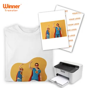 Impressão de transferência de calor de papel de transferência de luz a laser tamanho A4 A3 logotipo personalizado para camisetas de algodão em tecido leve