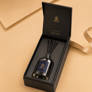 Aikun Large Capacity 2500 ml Black Round Glass Bottle Black Fiber Stick <b>Reed</b> <b>Diffuser</b> in Hinged Display Box for Corporate Gifts - Product Image 1