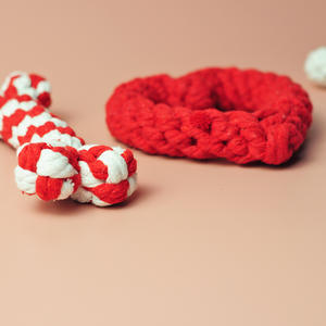 Kırmızı kalp pamuk halat Pet köpek çiğnemek sevgililer günü pamuk halat oyuncak interaktif Pet köpek çiğneme oyuncak seti peluş Chew oyuncaklar - Product Image 3