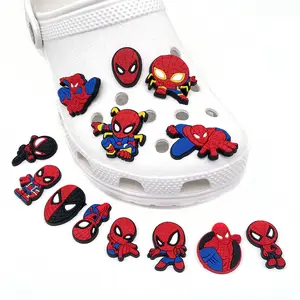 Wholesale New Favorite by Boys Spider Character Charms Clog Decoration Hero Charms Pvc Shoes Charm for Kids Gift