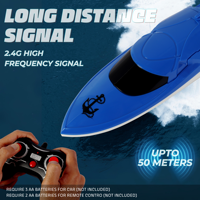 Mainan Perahu Remote Control untuk Anak-anak, Perahu RC Kecepatan Tinggi, Kapal Mainan RC 2.4GHz, Perahu Air Bermotor Listrik untuk Anak-anak