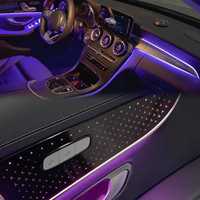 Couverture de haut-parleur avec éclairage ambiant 64 couleurs pour voitures LHD/RHD, compatible avec Mercedes-Benz Classe C/GLC W205 2015-2021, accessoires d'éclairage LED intérieur, mise à niveau