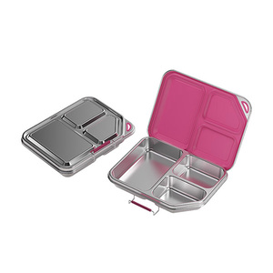 Boîte à lunch en acier inoxydable 304 pour enfants, personnalisable avec logo et couleur, étanche, rose, pour l'école, la famille et les pique-niques - Product Image 1