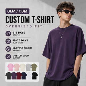 T-<span class=keywords><strong>shirt</strong></span> décontracté à manches courtes en coton de 245 grammes, confortable, respirant, uni, col rond, de haute qualité - Product Image 1