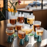 2024 nouveau Style verre à vin rouge et verres à Champagne sans plomb haute Borosilicate rayé gobelet Dessert tasses