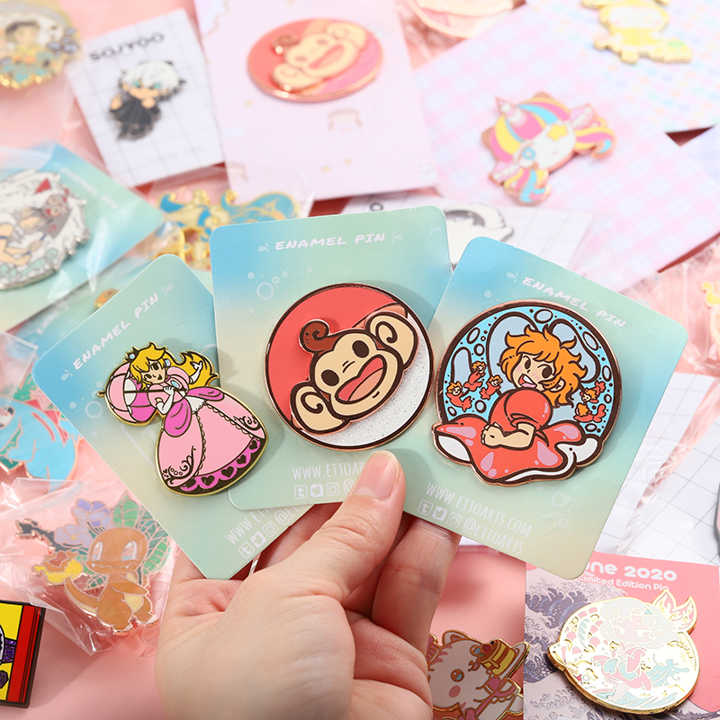 cute pin badge with backing card