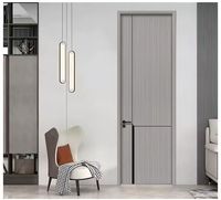 Portes intérieures ultra-minces modernes en aluminium et bois pour chambre à coucher, résistantes à l'humidité et aux insectes, avec panneau en cristal de carbone et finition double bordure