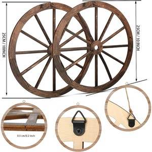 Décorations murales vintage en bois en forme de roue, lot de 2, décoration rustique pour la maison, art circulaire en MDF - Product Image 2