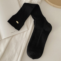 Chaussettes amples au-dessus du genou pour femme, style ballet ajouré, avec boutons dorés, en coton tricoté respirant à lettres, collection Printemps-Été