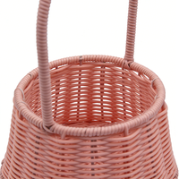 Panier rose en rotin PP écologique moderne, très vendu, avec poignée, 100 % tressé à la main, pour demoiselle d'honneur, idéal pour la décoration de jardin