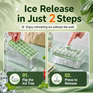 Bac à glaçons empilable et portable, moule en plastique à démoulage rapide avec pelle à glace - Product Image 6
