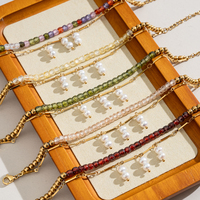 Bracelets ajustables faits main avec perles colorées en verre facetté, zircon et perles d'eau douce – Ensemble tendance pour un cadeau stylé