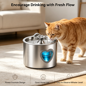 <span class=keywords><strong>Fontaine</strong></span> à <span class=keywords><strong>eau</strong></span> automatique pour animaux de compagnie Elecpet, écologique, moderne, durable, 2,5 L, en acier inoxydable, <span class=keywords><strong>silencieuse</strong></span>, avec alimentation USB - Product Image 4