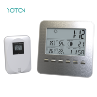 Meilleur prix OEM/ODM, station météo domestique en matériau ABS, horloge de table intelligente avec surveillance sans fil de la température et de l'humidité
