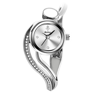 Reloj de Pulsera Elegante con Pedrería Plateada, Brazalete de Metal Curvo, Esfera Pequeña, Cuarzo, para Mujer, Regalo para Fiestas - Product Image 1