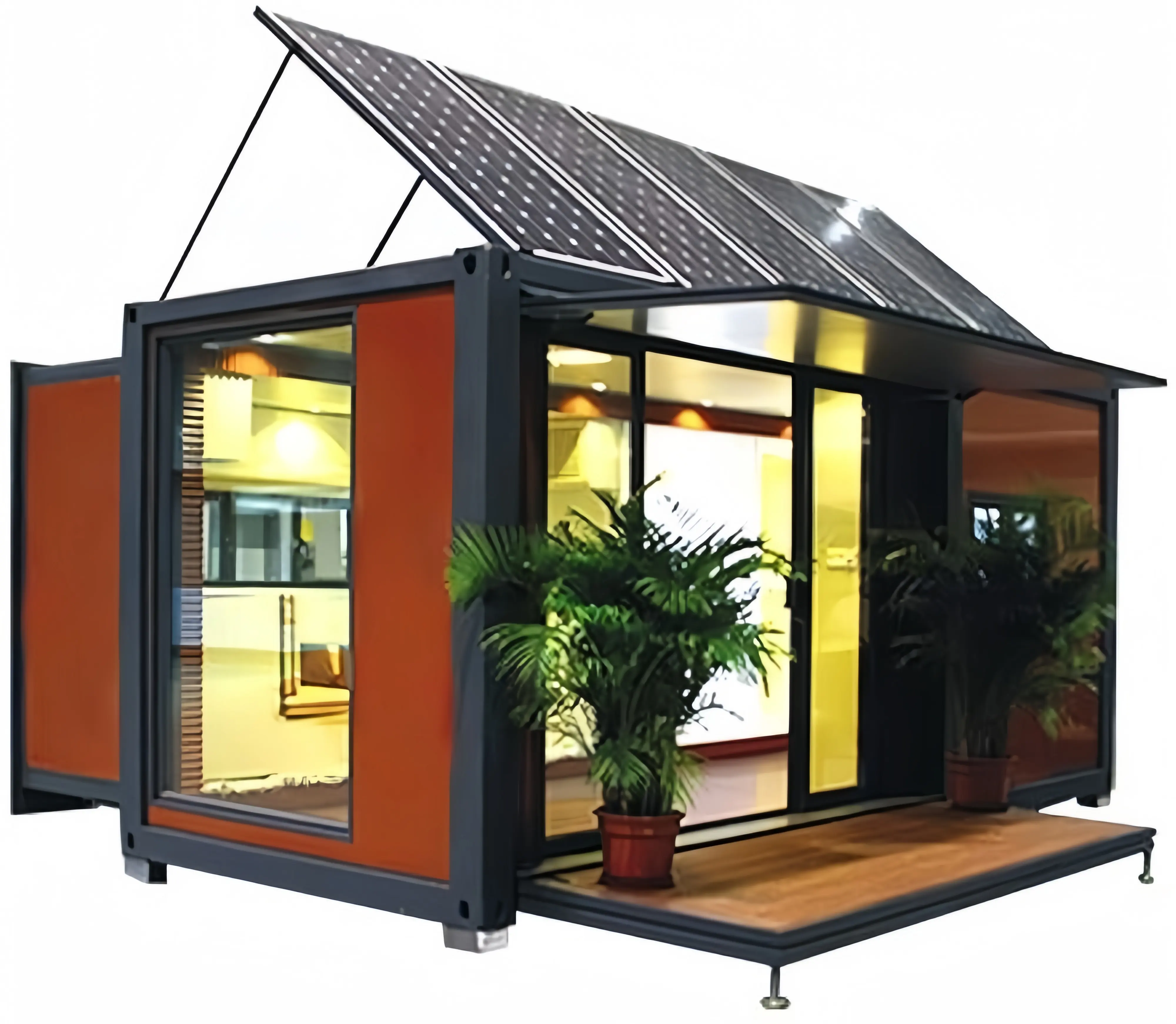 20 피트 고급 조립식 컨테이너 하우스 태양 광 모바일 모듈러 스틸 구조 마이크로 홈 조립식 생활