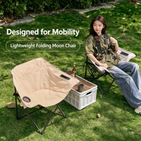 Fauteuil lune moderne surdimensionné pliable avec porte-gobelet, léger et portable pour camping, plage et randonnée – Vente en gros