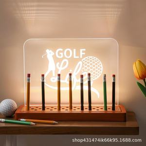 Expositor de lápices de golf iluminado de madera, caja de lápices de golf de acrílico y madera, base de exhibición - Product Image 2
