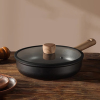 Set Panci Wok Modern Outdoor 15 Buah dengan Cetakan Logo Kustom, Warna Hitam Cokelat Tua Kayu, Panci Susu Bakelite Marmer, Produk Terbaru