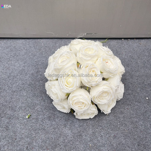 Boule de fleurs artificielle en soie blanche ronde, faite à la main par LEDA Factory, pour mariage, anniversaire, Saint-Valentin, fête - Product Image 6